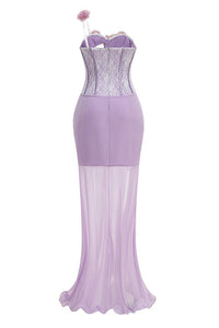 Isoclinal One Shoulder Floral Maxi Dress In Lavender