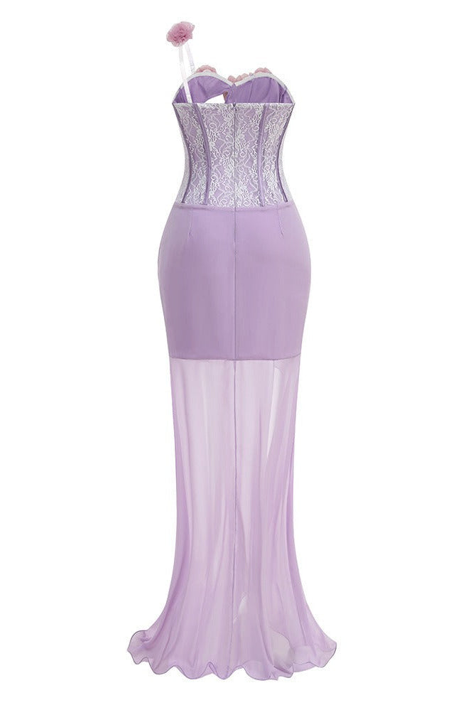 Isoclinal One Shoulder Floral Maxi Dress In Lavender