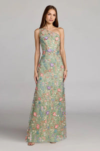 Delphor One Shoulder Floral Embroidered Maxi Dress