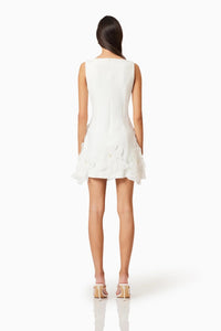 Eliava Floral Appliqué Mini Dress In White