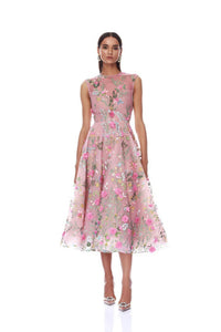 Neskor Embroidered Blush Midi Dress