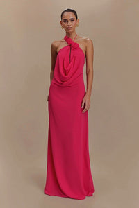 Janusz Halter Floral Maxi Dress In Hot Pink