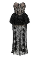 Cindrel Strapless Lace Ruffle Maxi Dress
