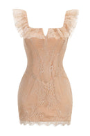 Frayden Lace Ruffle Structured Dress