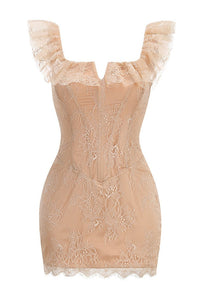 Frayden Lace Ruffle Structured Dress