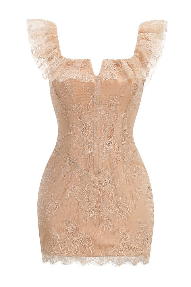 Frayden Lace Ruffle Structured Dress