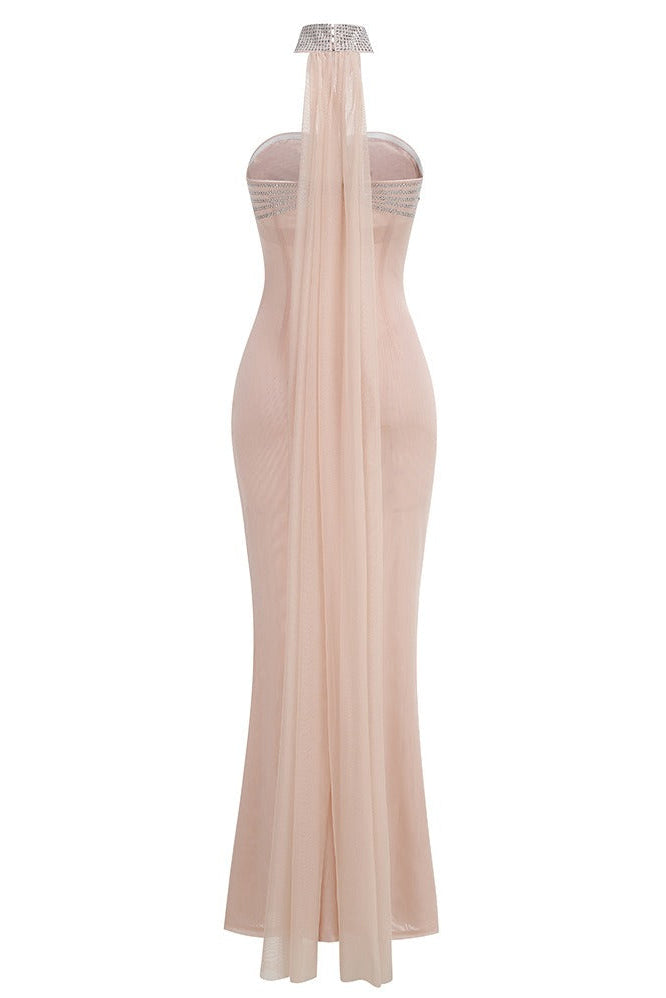 Xirelli Rhinestone-Embellished Mesh Bow Maxi Dress