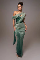 Piroska Ribbon-Design Corset Maxi Dress In Green