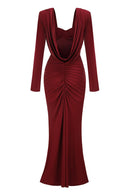Evarik Long Sleeve Draped Bustier Maxi Dress