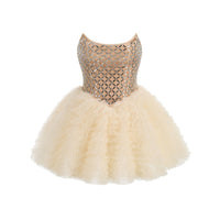Jasken Waist Strapless Rhinestone Mini Dress