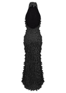 Yskora Halter-Neck Petal-Detail Maxi Dress In Black