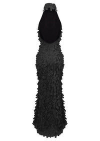 Yskora Halter-Neck Petal-Detail Maxi Dress In Black