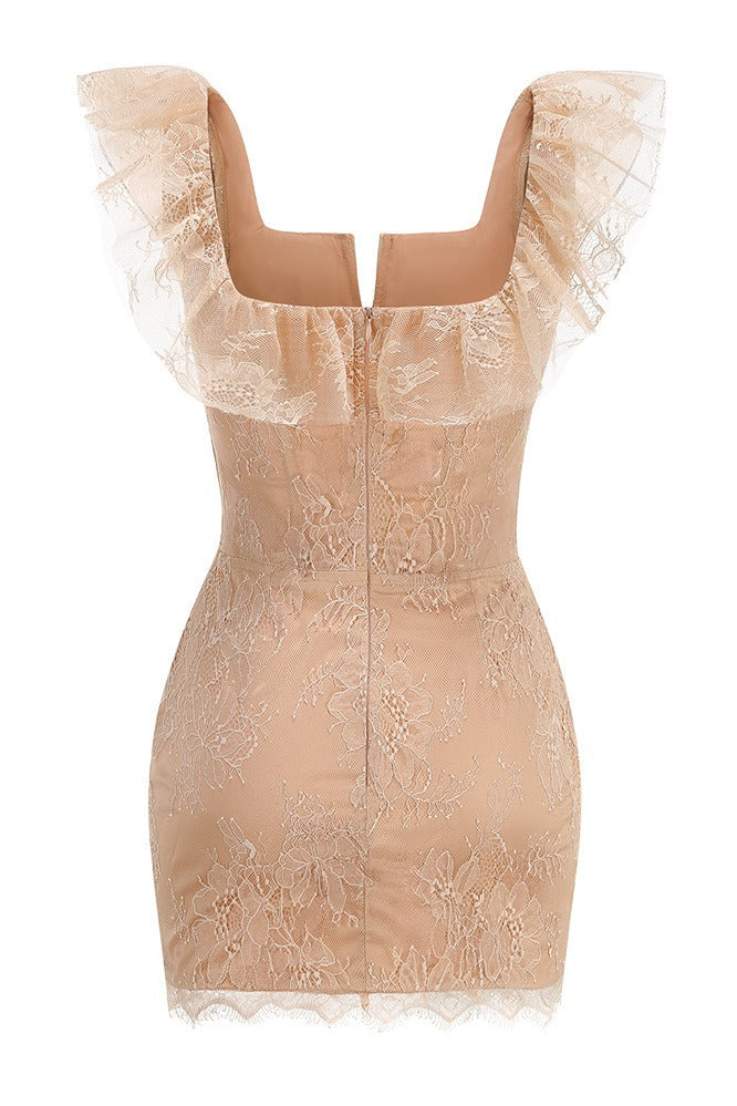 Frayden Lace Ruffle Structured Dress