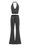 Glennis Shimmering Halter-Neck Two-Piece Set