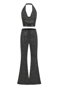Glennis Shimmering Halter-Neck Two-Piece Set