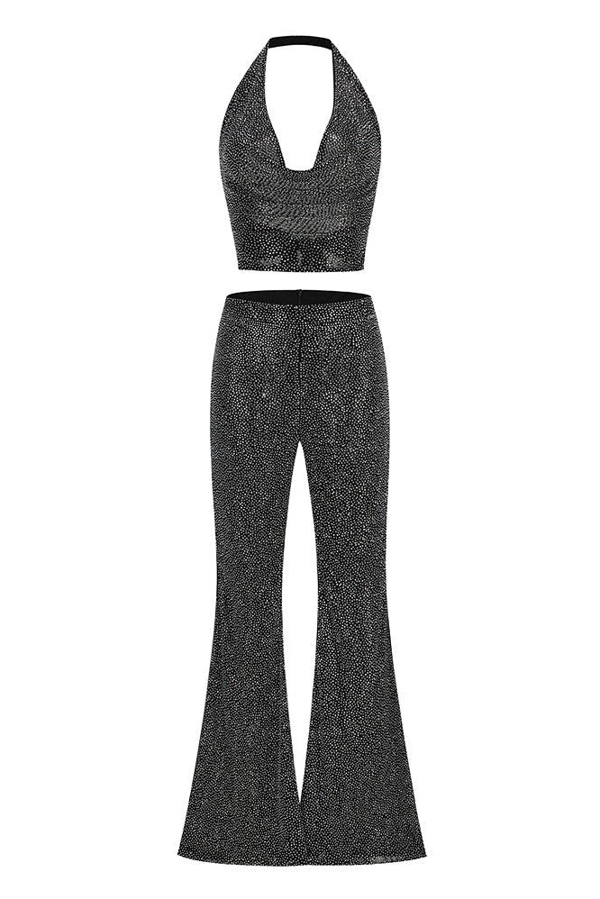 Glennis Shimmering Halter-Neck Two-Piece Set