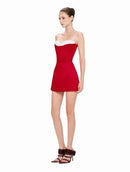 Galian Red Color Block Mini Dress