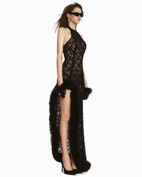 Fedella Asymmetric Cutout Lace Maxi Dress