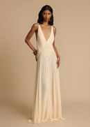 Juviko Lace Backless Maxi Dress In Beige