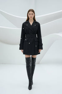 Kacia Long Sleeve Crystal Belt Mini Dress