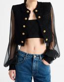 Bravexia Cropped Tweed and Mesh-Panel Jacket