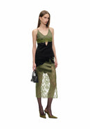 Deyvon Olive Green Lace Spaghetti Strap Top & Skirt Set