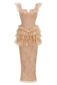 Hurnik Ruffle Lace Maxi Dress