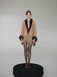 Lurek Asymmetric Faux Fur Mini Dress