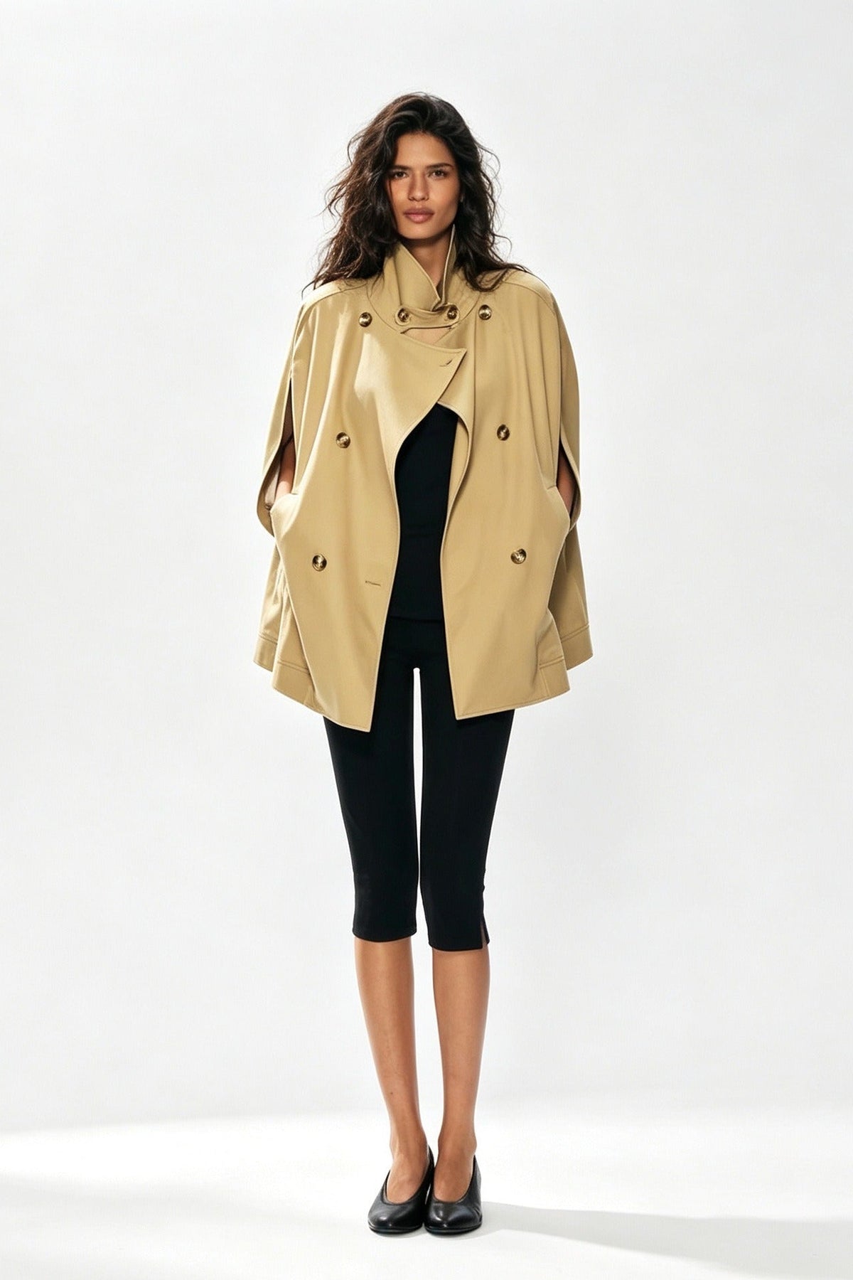 Elnesk Double-Breasted Cape Jacket