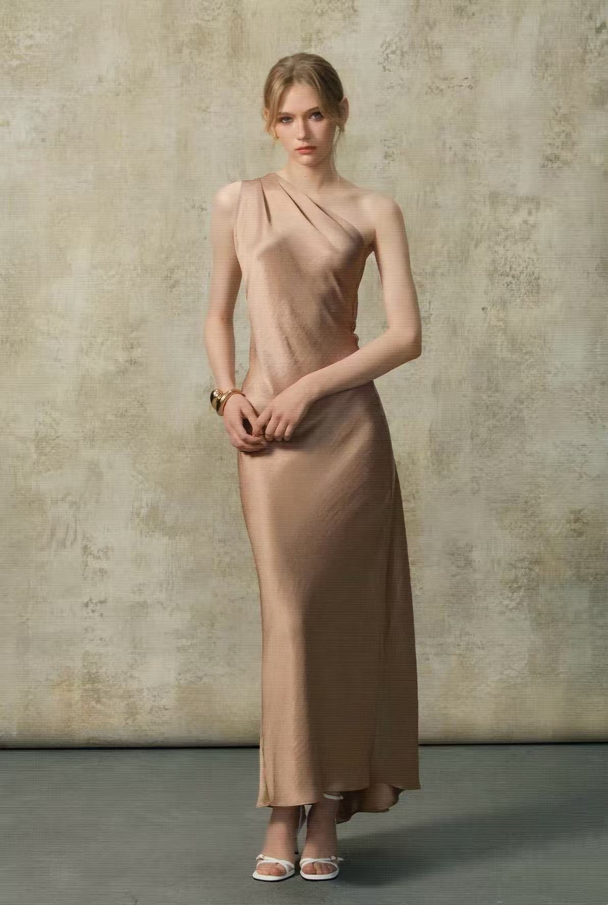 Vevionx One Shoulder Maxi Dress
