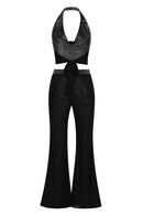 Glennis Shimmering Halter-Neck Two-Piece Set