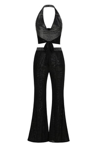 Glennis Shimmering Halter-Neck Two-Piece Set