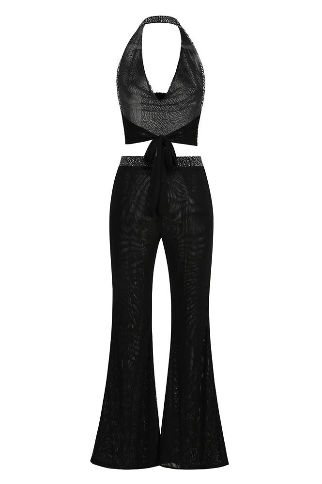 Glennis Shimmering Halter-Neck Two-Piece Set