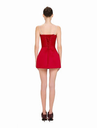 Galian Red Color Block Mini Dress