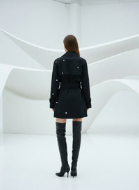 Kacia Long Sleeve Crystal Belt Mini Dress