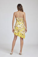 Paprika Strapless Embroidered Flower Mini Dress