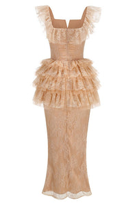 Hurnik Ruffle Lace Maxi Dress