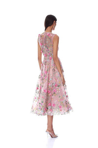 Neskor Embroidered Blush Midi Dress