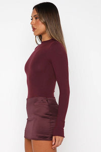 Pryviel Long Sleeve Mini Dress In Wine