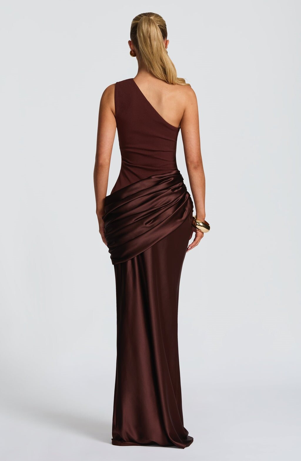 Hyxalith One Shoulder Satin Maxi Dress