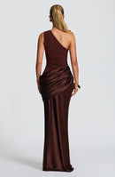 Hyxalith One Shoulder Satin Maxi Dress