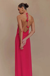 Janusz Halter Floral Maxi Dress In Hot Pink