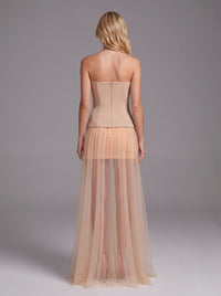 Corvenk Strapless Embellished Mesh A Line Maxi Dress