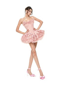 Lizzie Strapless Floral-Print Corset Mini Dress In Pink