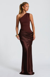 Hyxalith One Shoulder Satin Maxi Dress