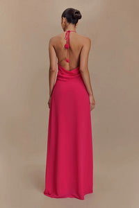 Janusz Halter Floral Maxi Dress In Hot Pink