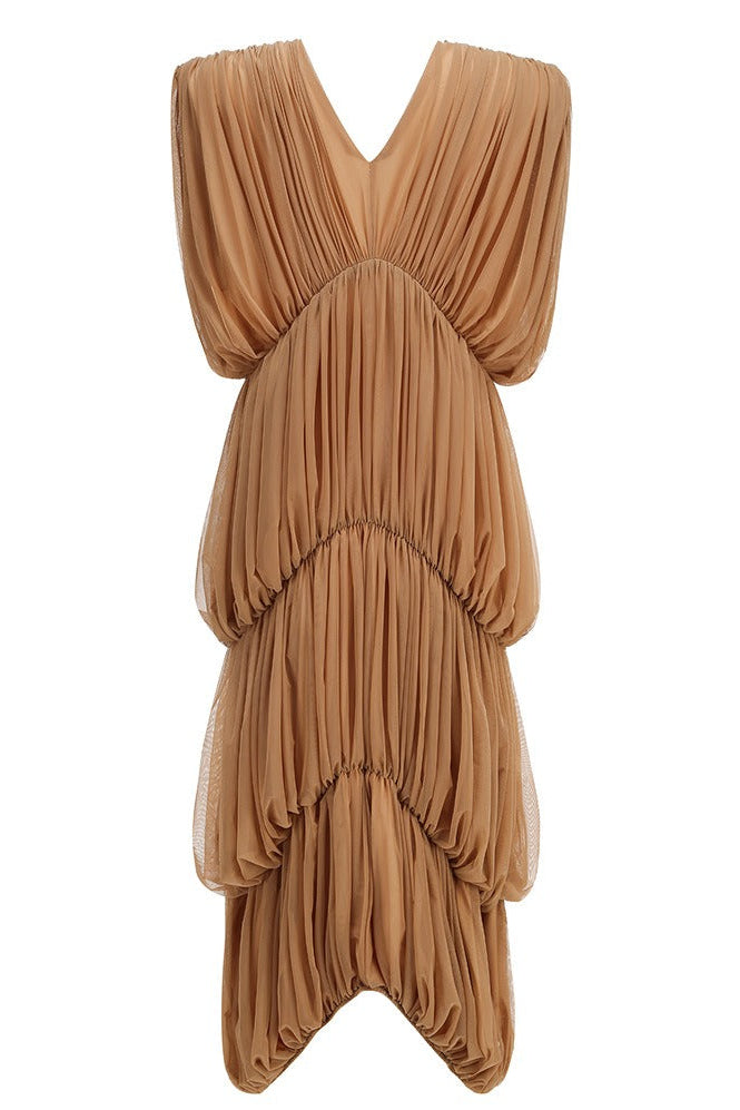 Eltarek V Neck Draped Maxi Dress