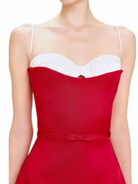 Galian Red Color Block Mini Dress