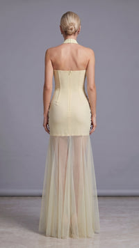 Gurnex Halter Crystal Tassel Detail Maxi Dress