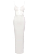 Phelia Mesh Insert Maxi Dress In White